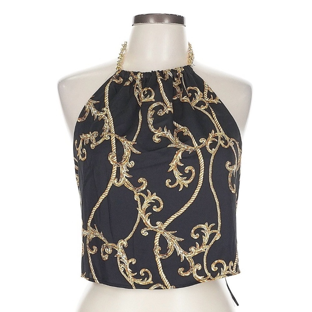 Rachel Zoe Scarf Black and Gold Halter Top